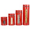 Home Basics 4 Piece Essence Collection Stainless Steel Canister Set, Red CS44608